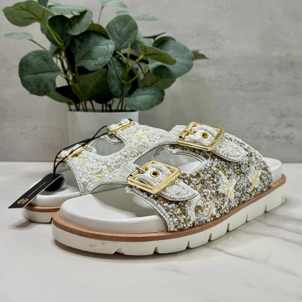 House of Harlow 1960 | NWT White & Gold Embellished Sandals